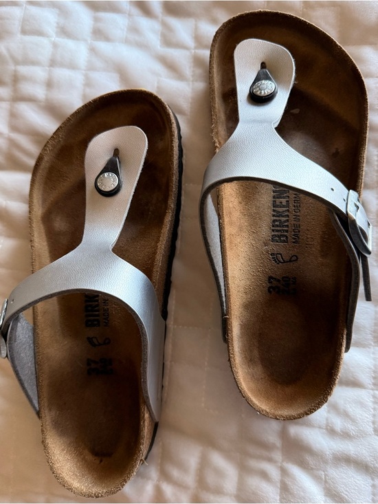 Birkenstock Shoes - Birkenstock Silver Gizeh Thong Sandals for Women